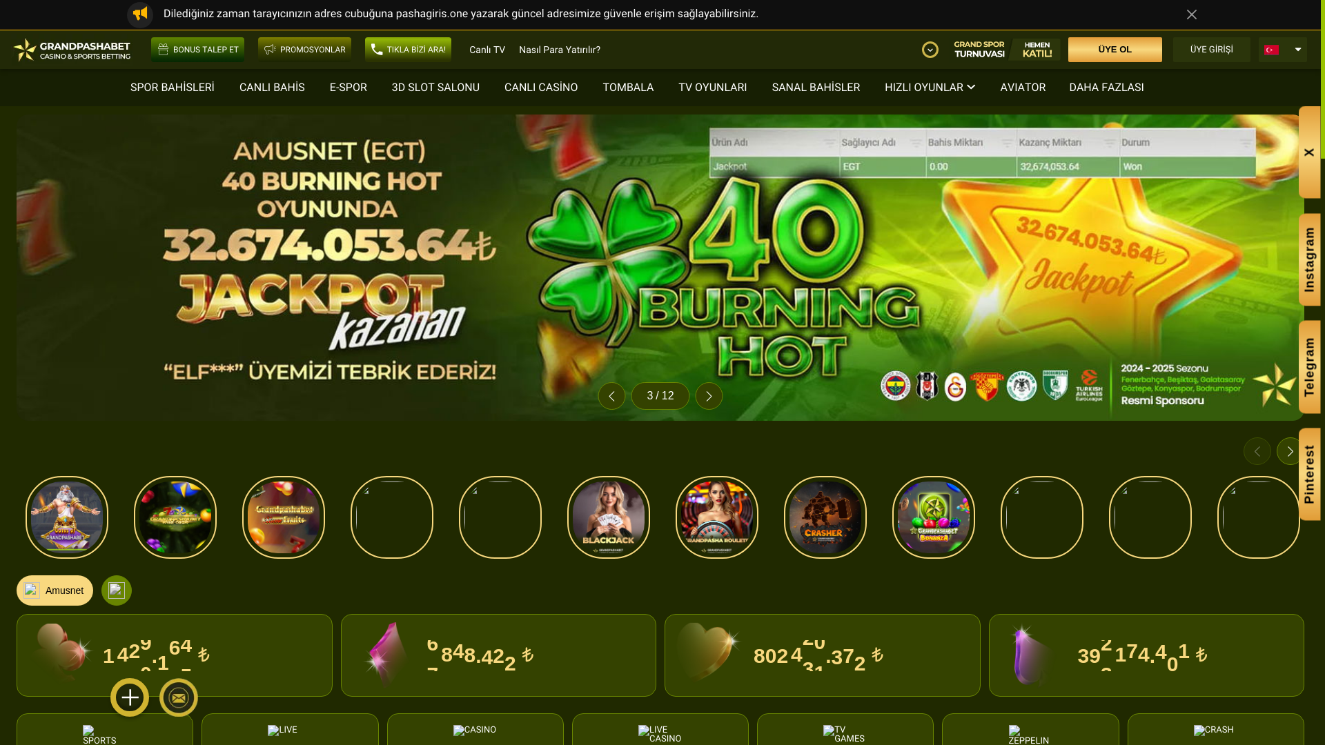 website screenshot of https://grandpashabet3725.com/