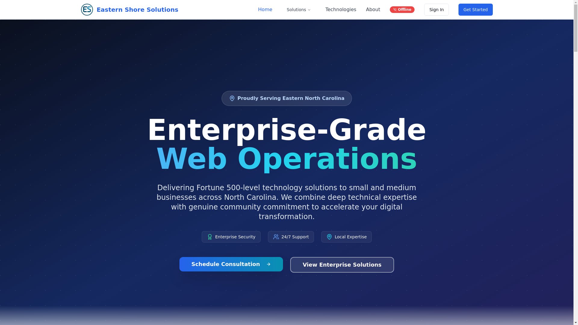 website screenshot of https://eastern-shore-solutions-hub.pages.dev/