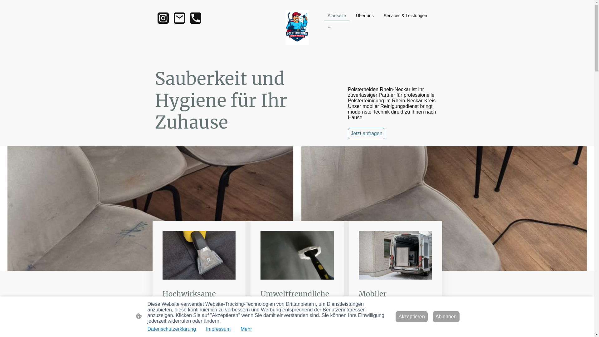 website screenshot of https://polsterhelden-rhein-neckar.de/