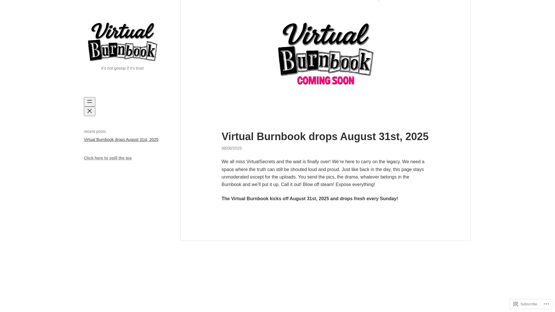 website screenshot of https://virtualburnbook.com/