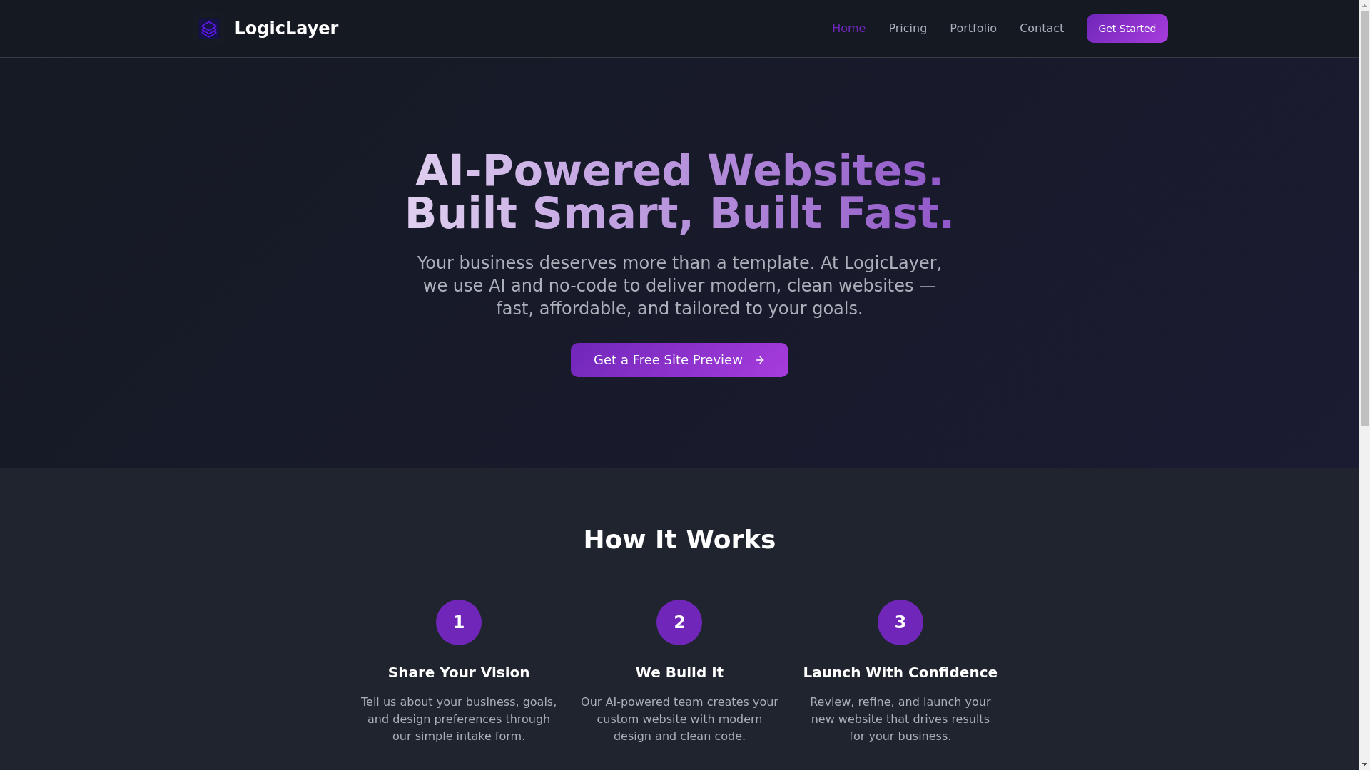 website screenshot of https://logiclayerwebsites.com/