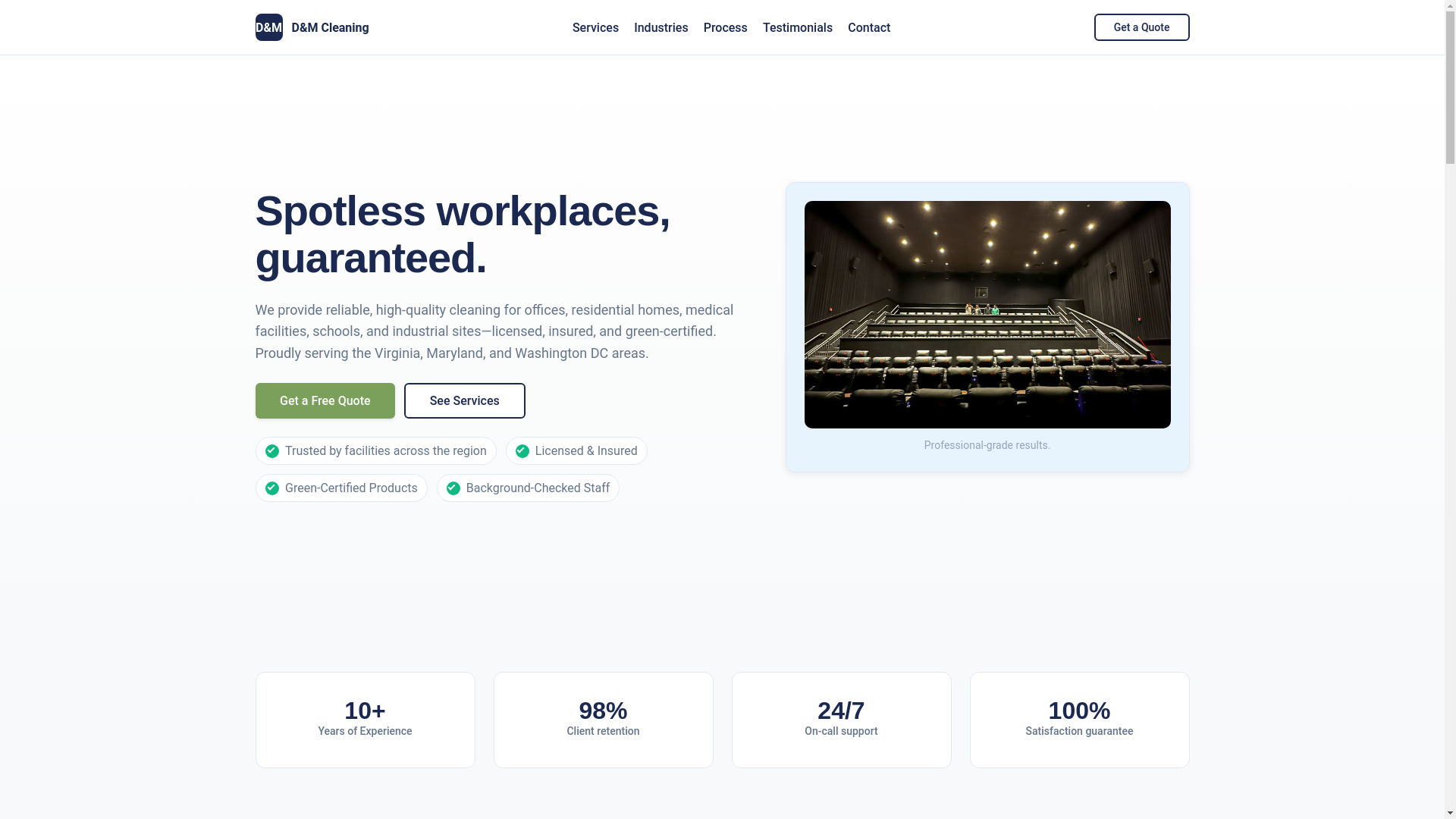 website screenshot of https://d-m-cleaning.pages.dev/
