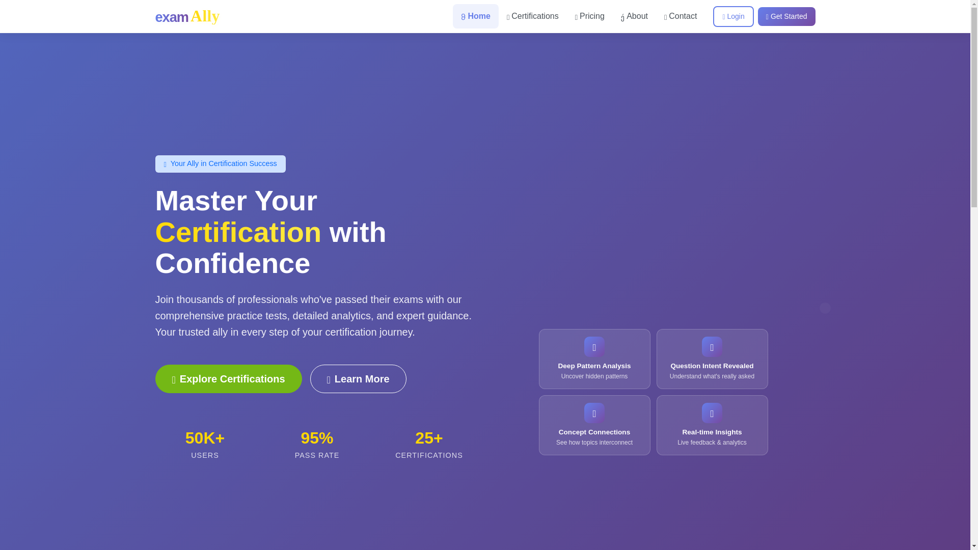website screenshot of https://exam-ally-frontend-dev.pages.dev/