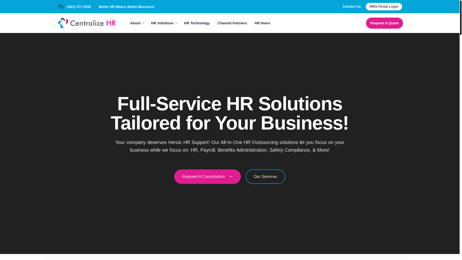 website screenshot of https://centralizehr.com/