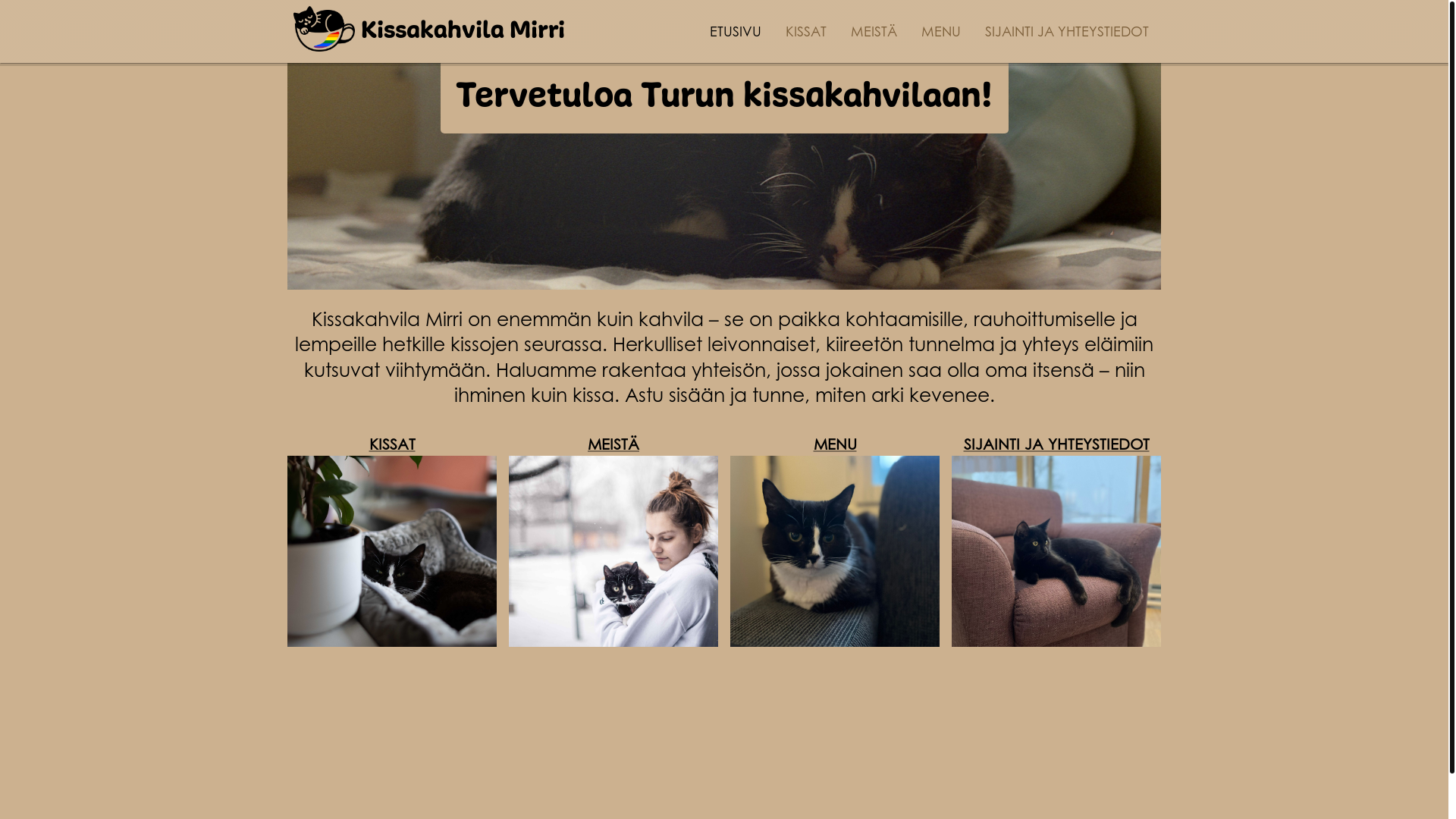 website screenshot of https://kissakahvila-mirri-react.pages.dev/