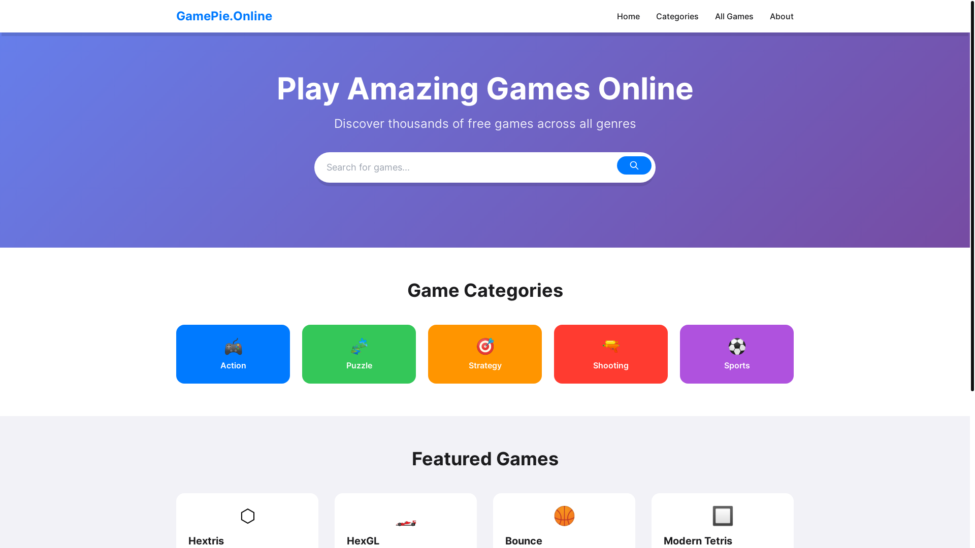 website screenshot of https://gamepie-online.pages.dev/