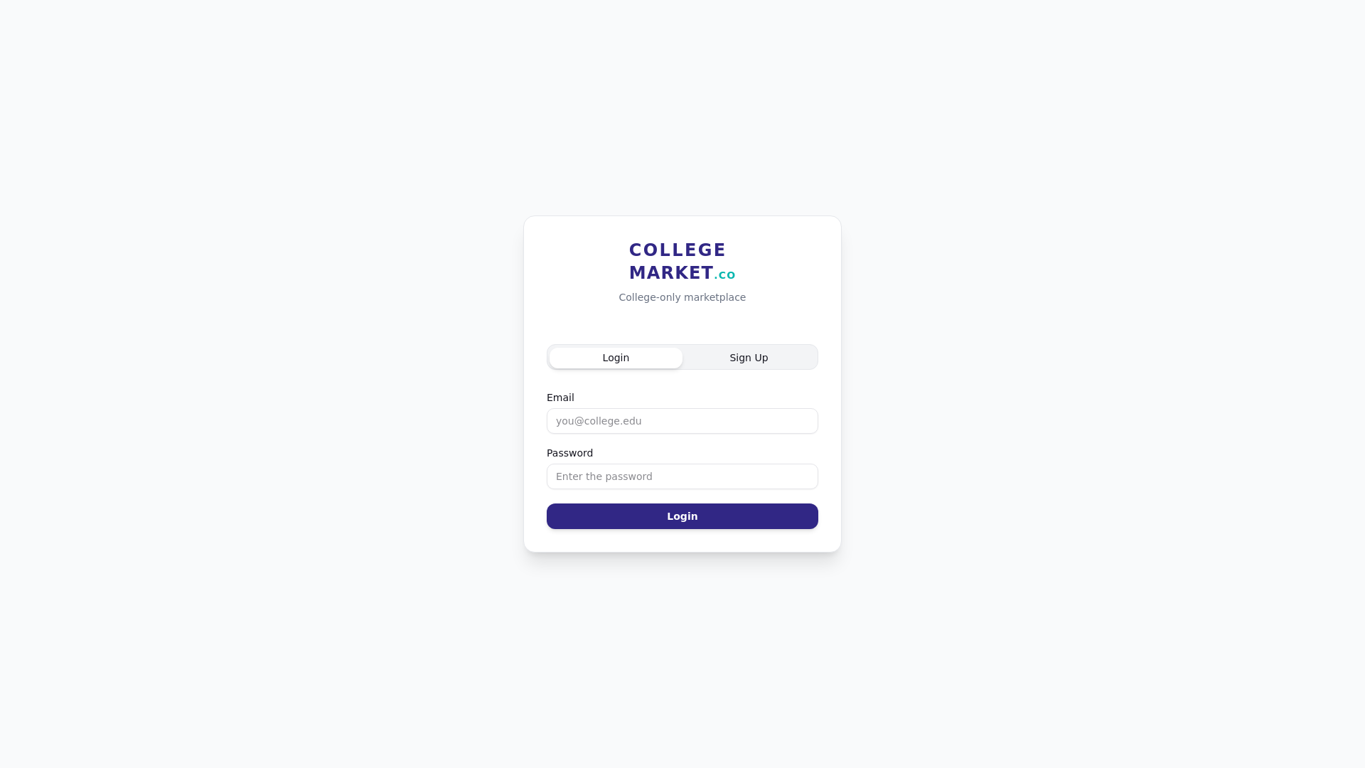 website screenshot of https://college-marketplace-o0pjh.sevalla.app