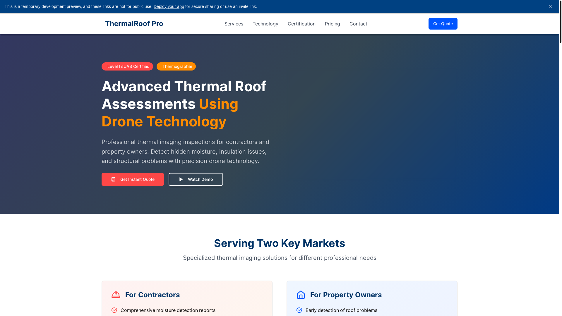 website screenshot of https://thermalviewroof.com/