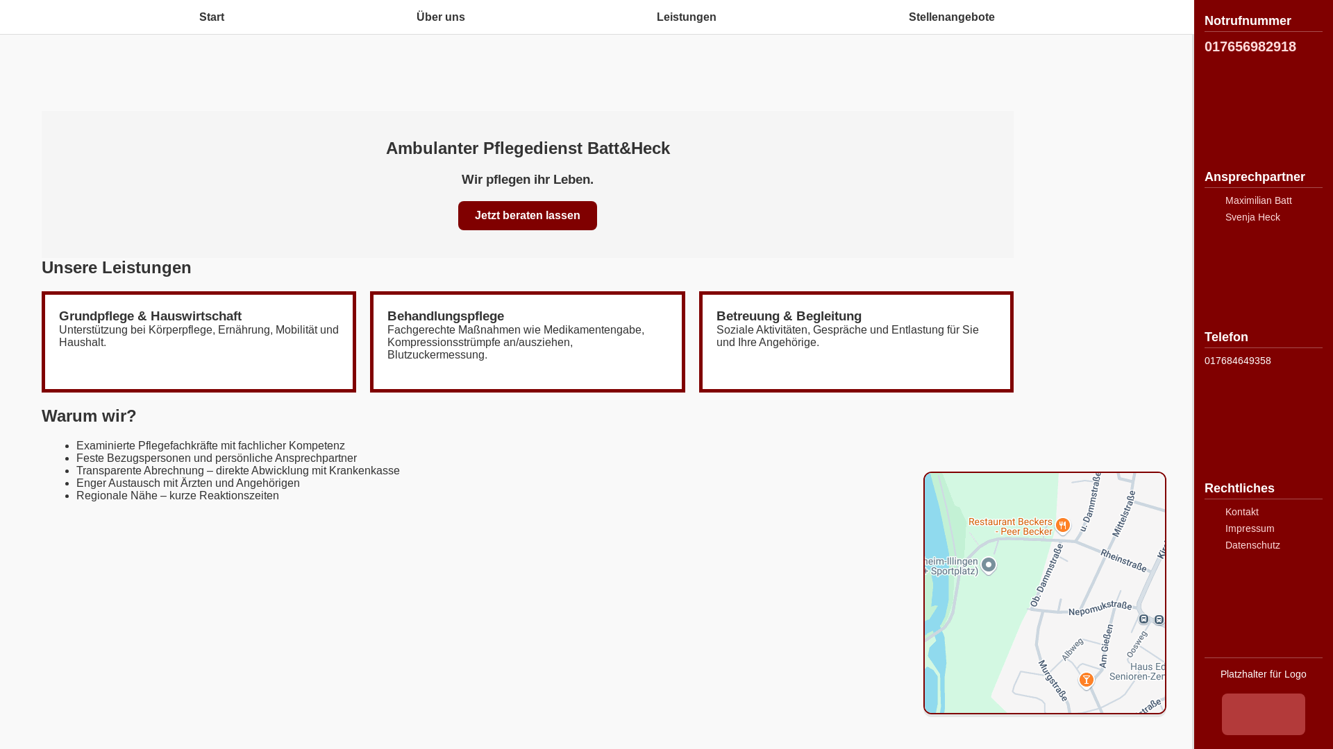 website screenshot of https://battundheck.de/