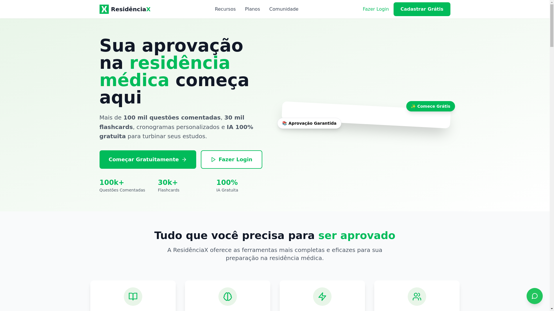 website screenshot of https://residenciaxlandingpage.pages.dev/