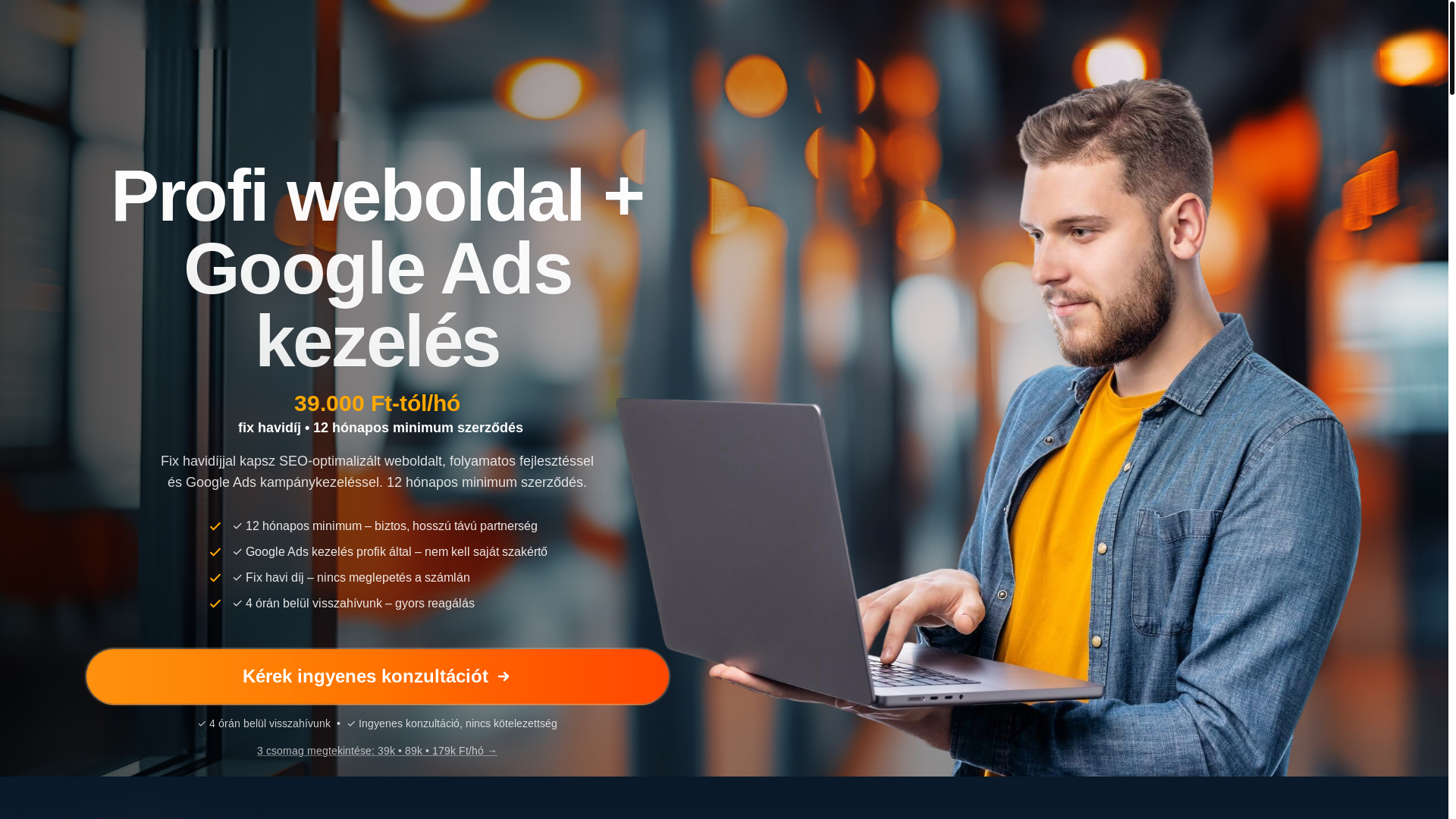 website screenshot of https://weblapkeszites-budapest.hu/