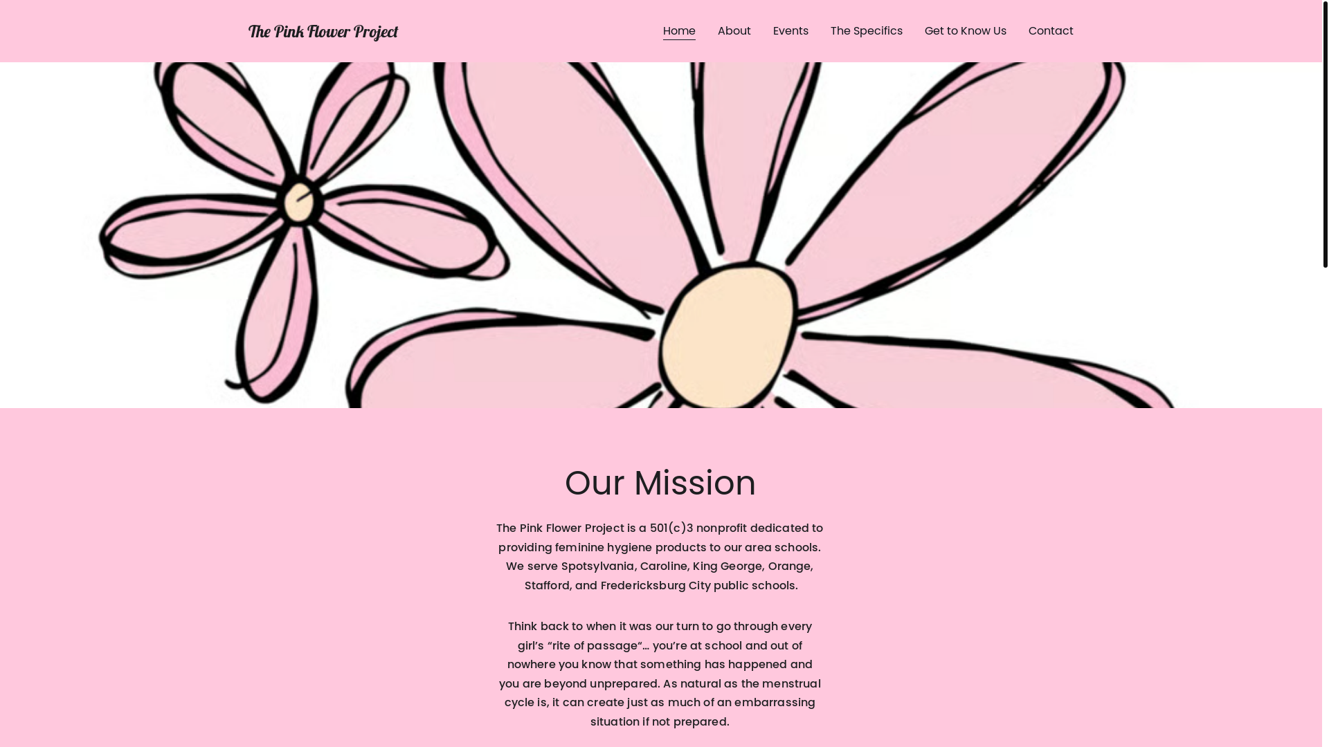 website screenshot of https://thepinkflowerproject.org/