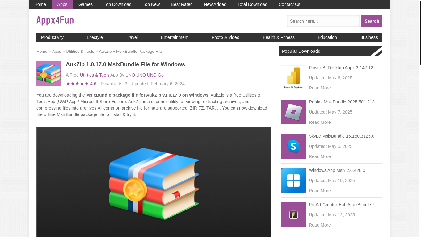website screenshot of https://www.appx4fun.com/xap/61604/