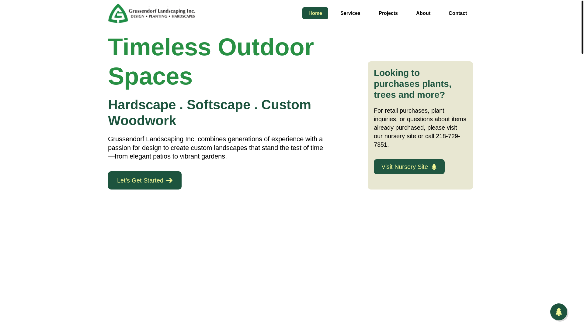 website screenshot of https://grussendorflandscaping.com/