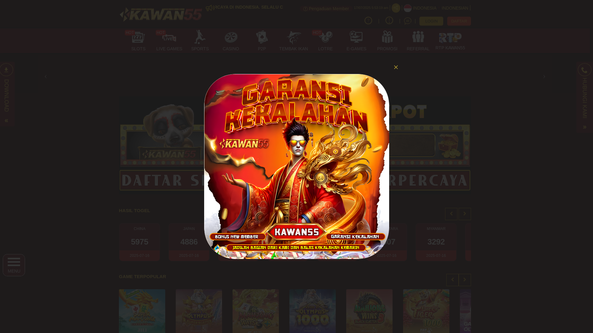 website screenshot of https://kawan55best.com/