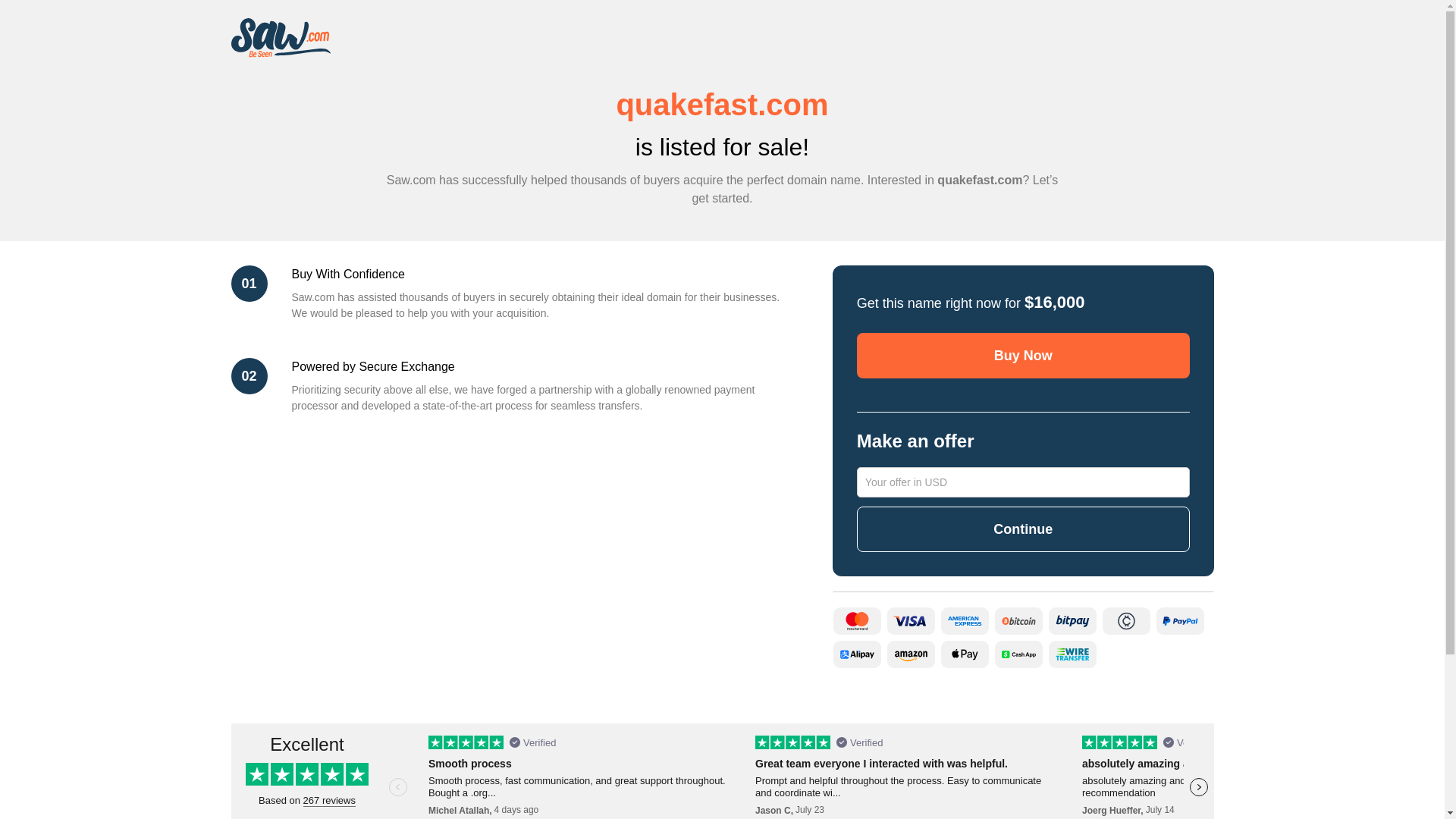 website screenshot of https://quakefast.com/