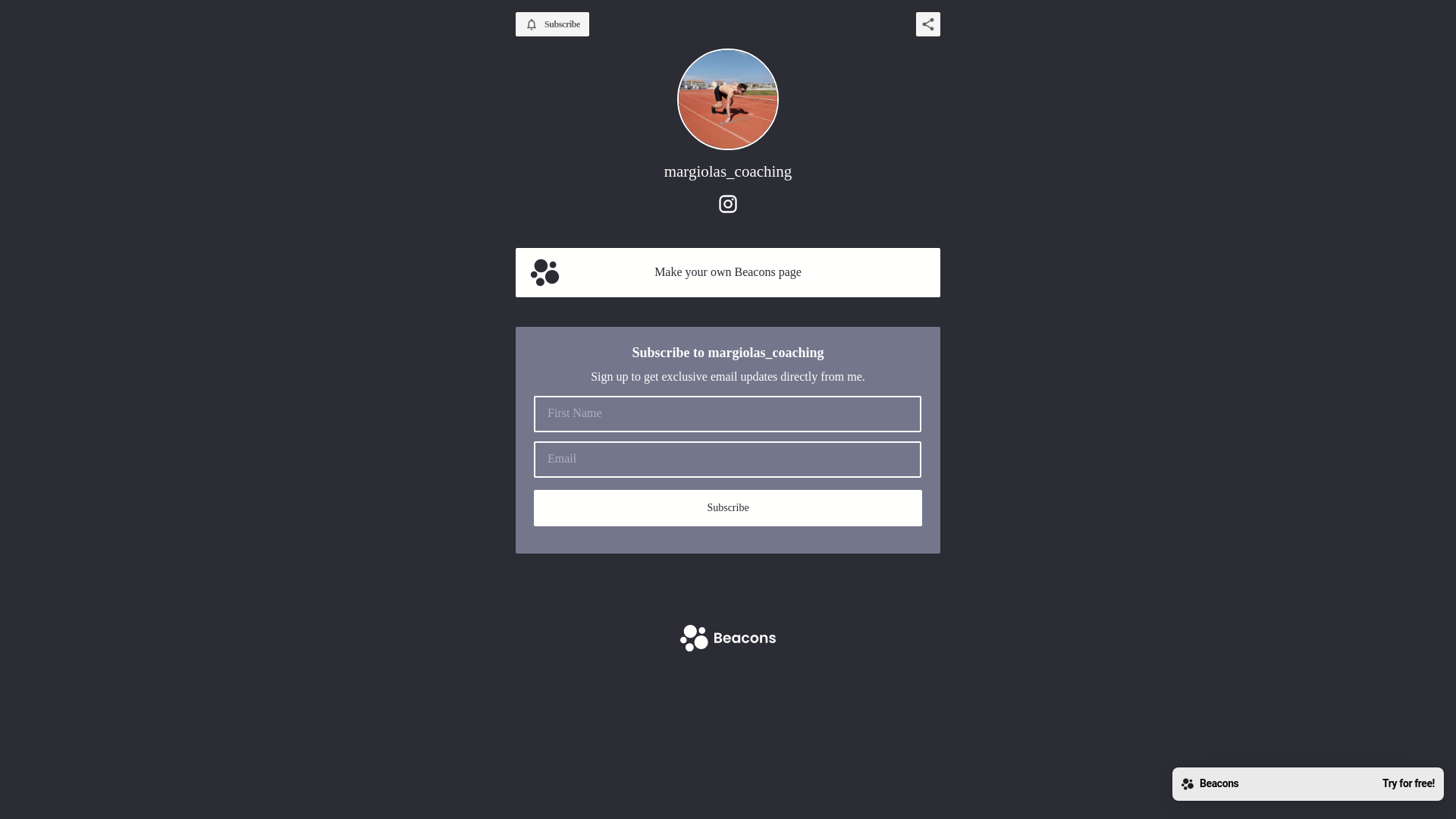 website screenshot of https://margiolascoaching.com/