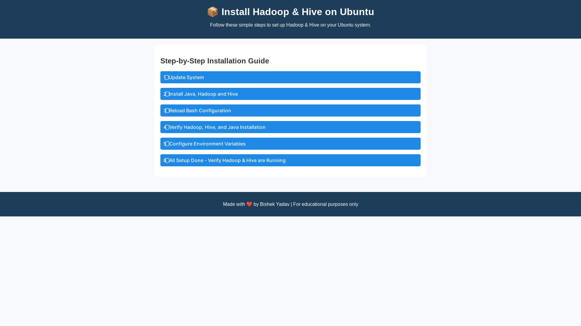 website screenshot of https://hadoopsetup.pages.dev/