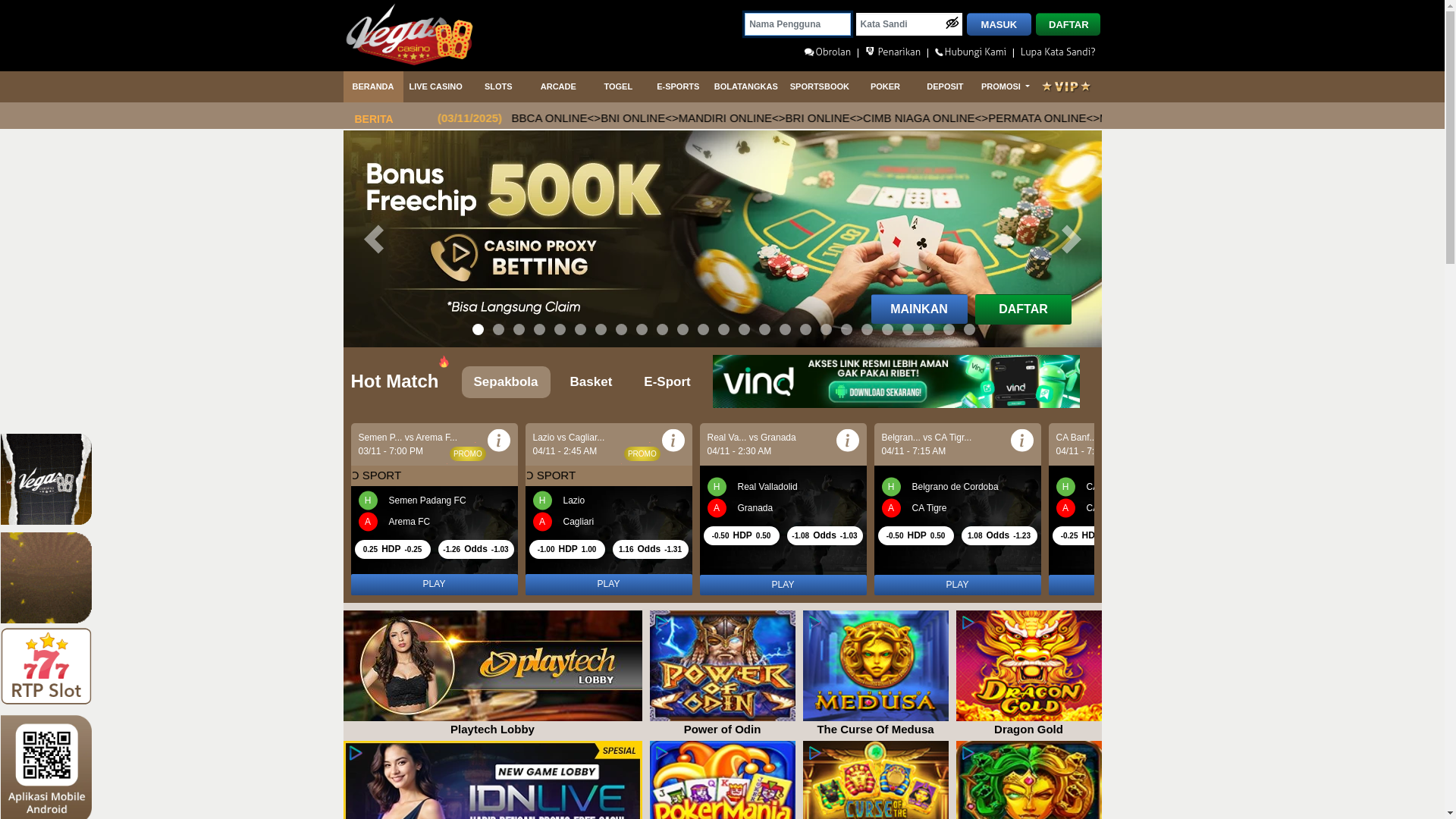 website screenshot of https://vegas88king.me/
