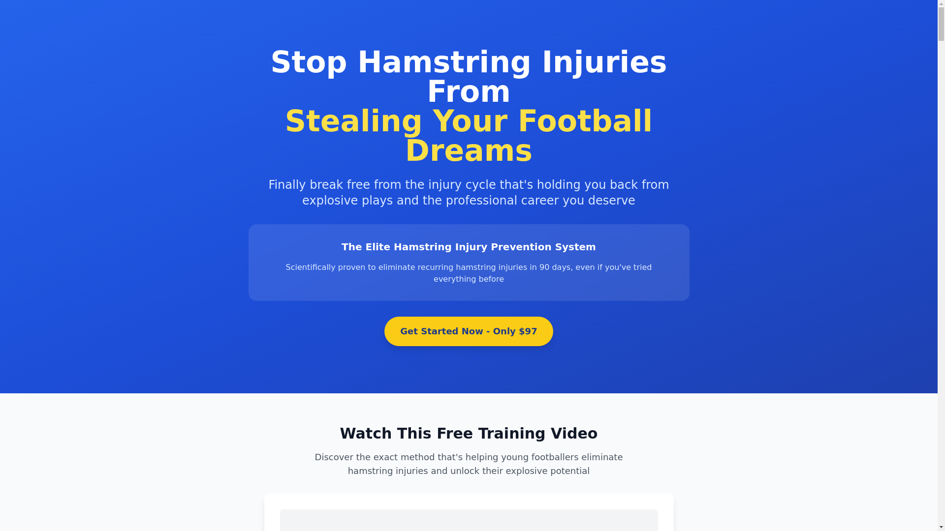 website screenshot of https://hamstringinjuryprevention.com/