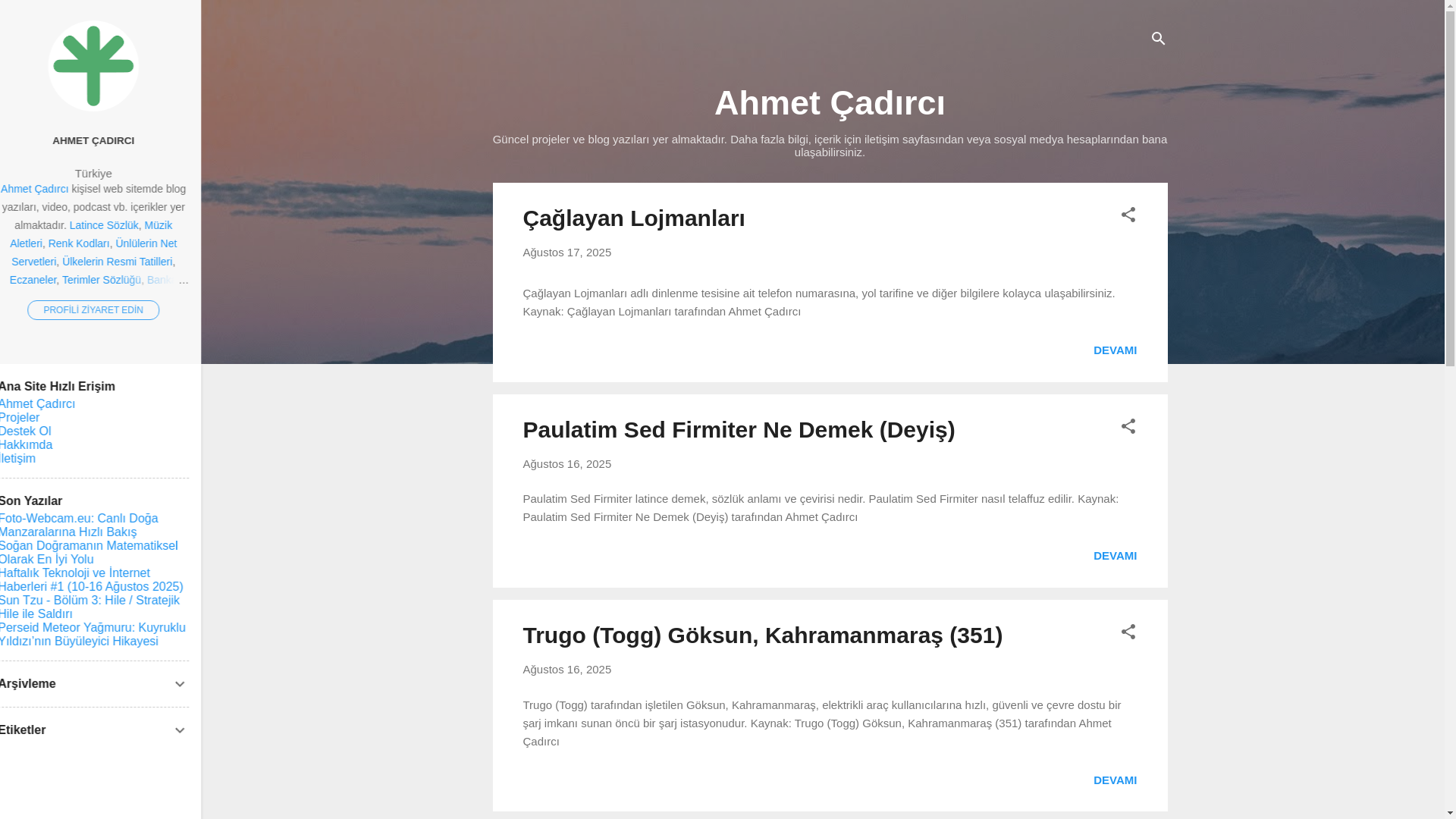 website screenshot of https://ahmetcadirci25.blogspot.com/