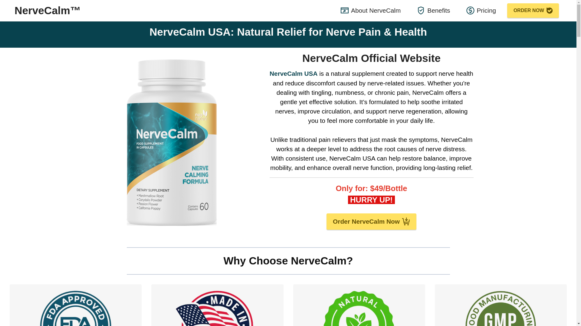 website screenshot of https://nerve--calm.us/