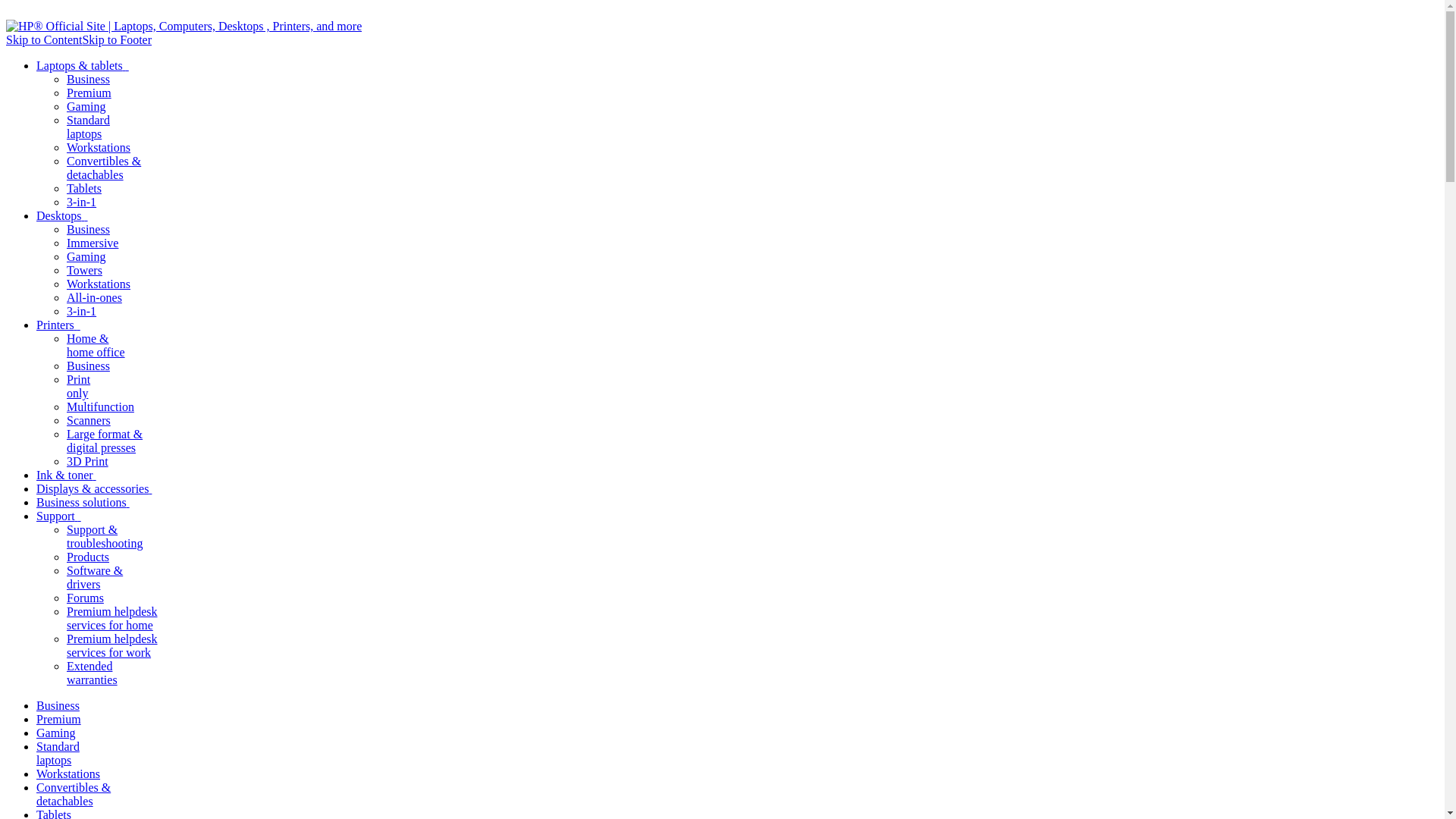 website screenshot of https://www3.hp.com/