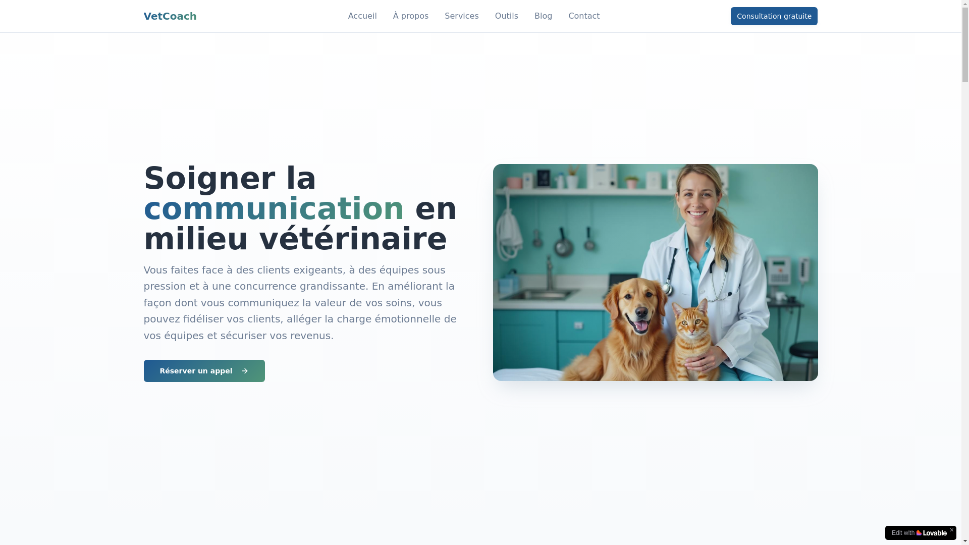 website screenshot of https://vetcoach.ca/
