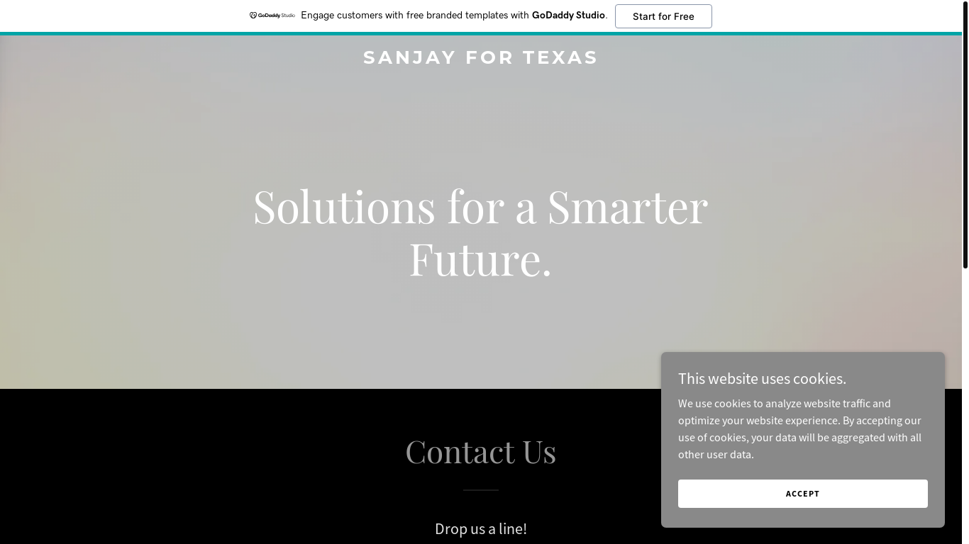 website screenshot of https://sanjayfortexas.com/