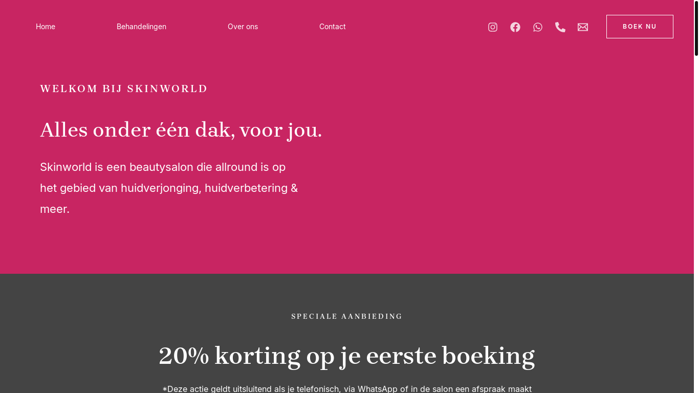 website screenshot of https://www.skinworld.nl/