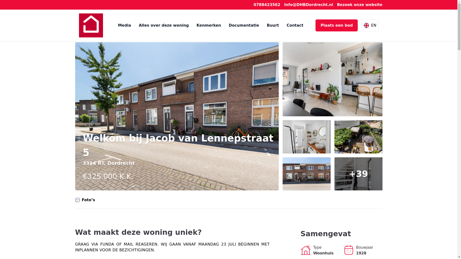 website screenshot of https://jacobvanlennepstraat5.nl/