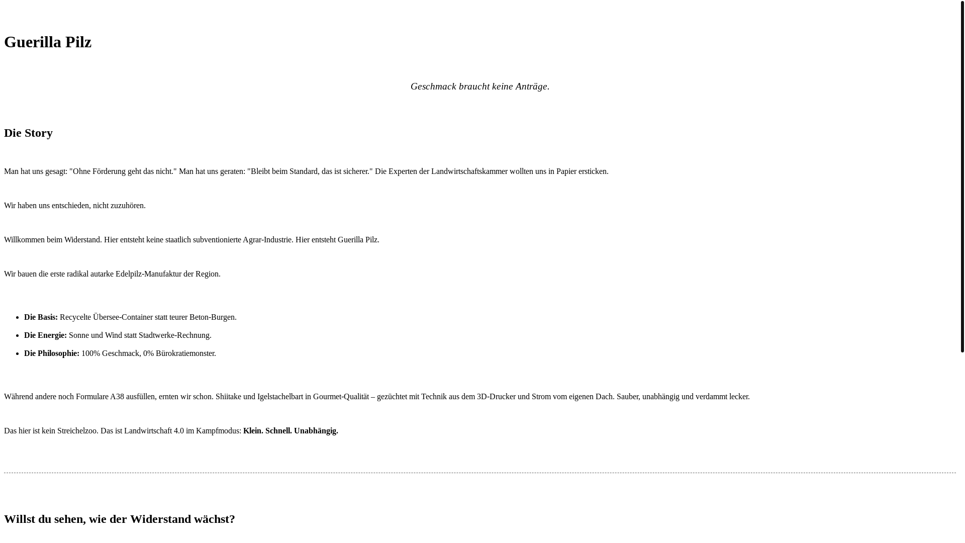 website screenshot of https://guerilliapilz.de/
