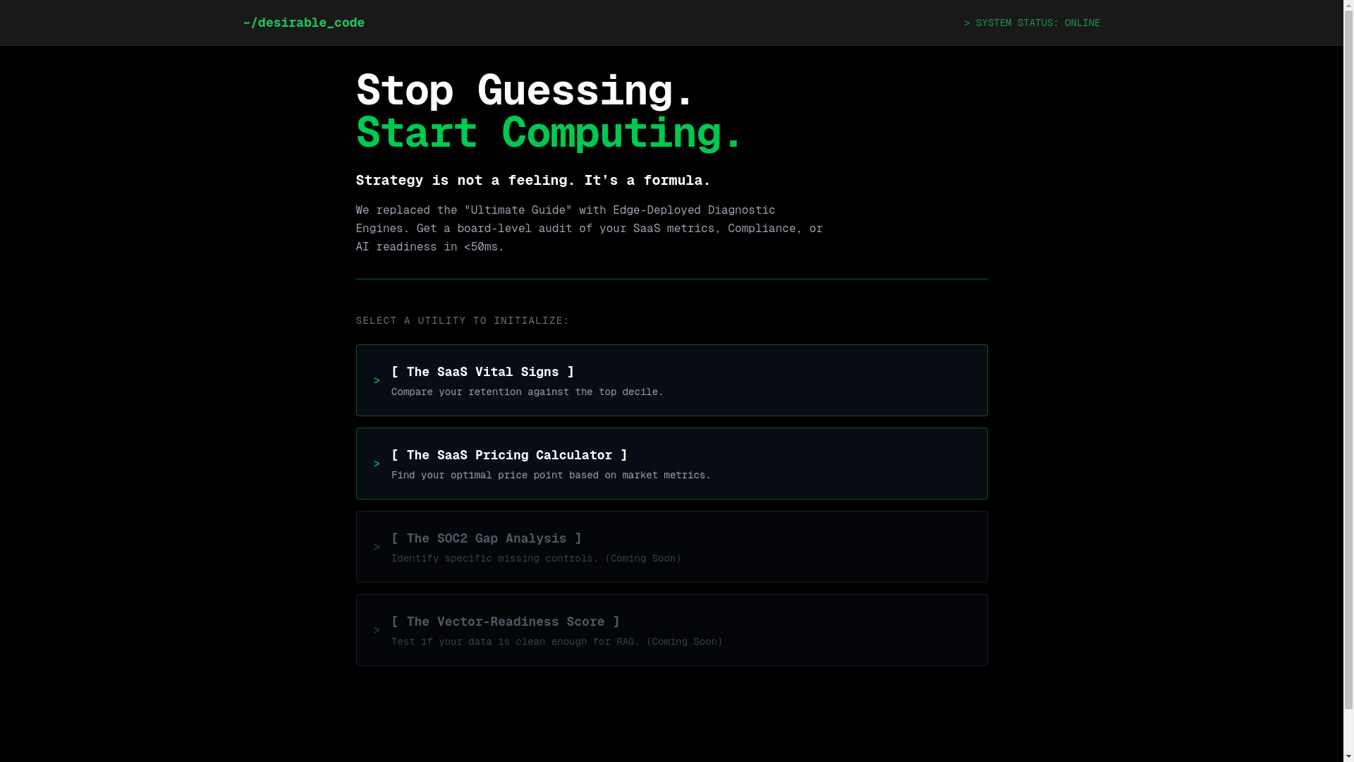 website screenshot of https://desirablecode.pages.dev/