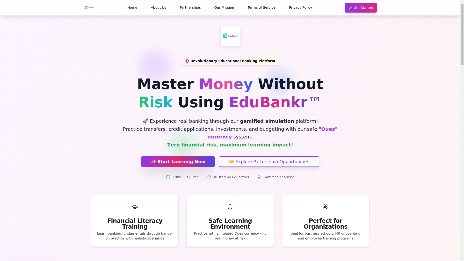 website screenshot of https://edubankr.com/