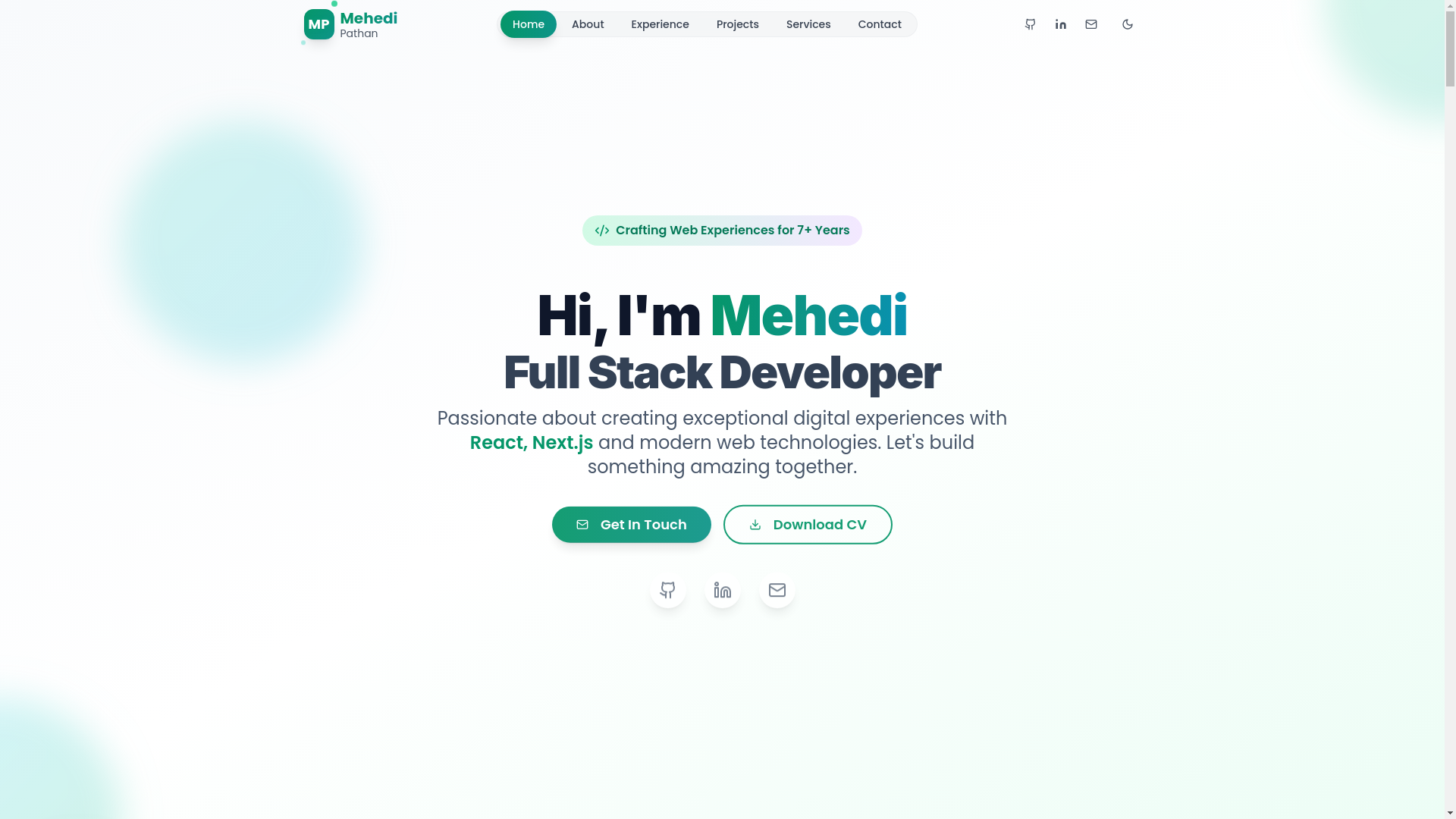 website screenshot of https://mehedipathan.online/