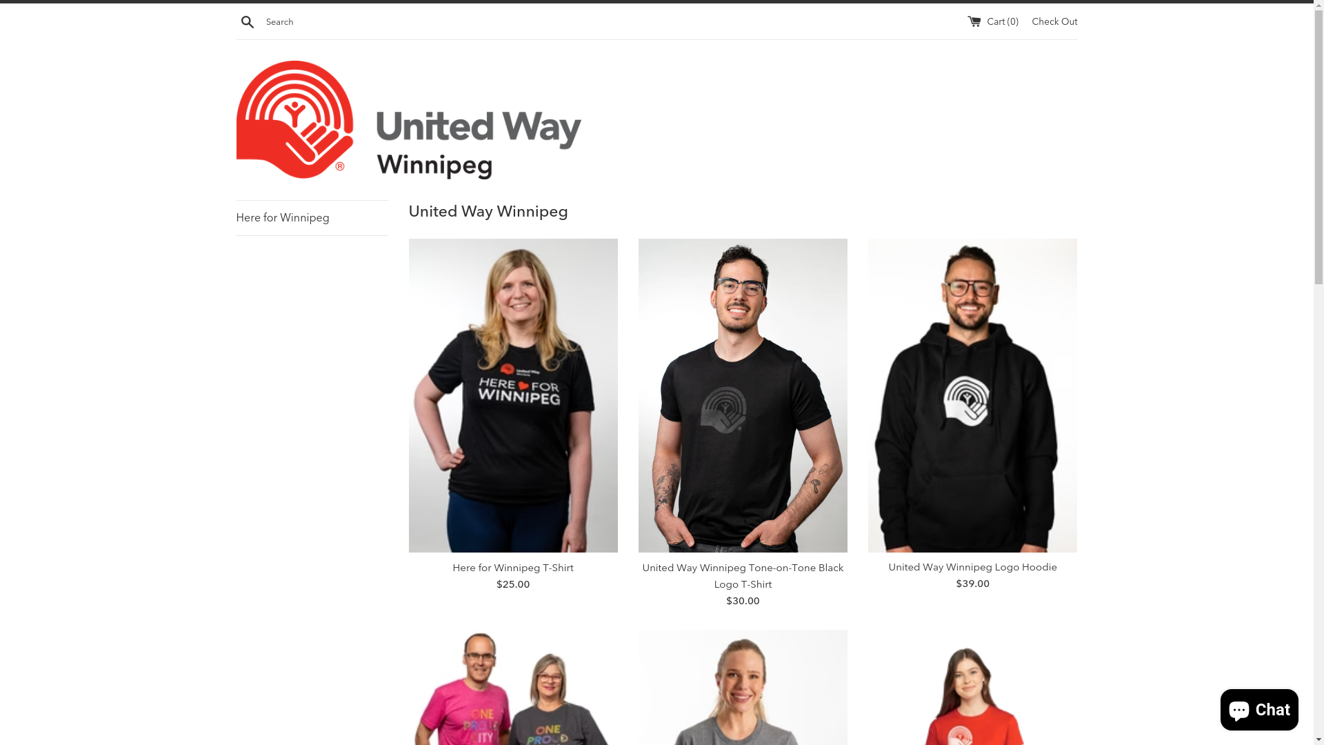 website screenshot of https://united-way-winnipeg.myshopify.com/