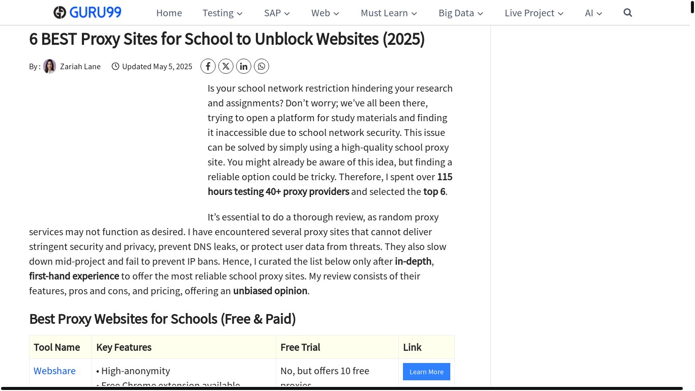 website screenshot of https://www.guru99.com/proxy-websites-for-school.html