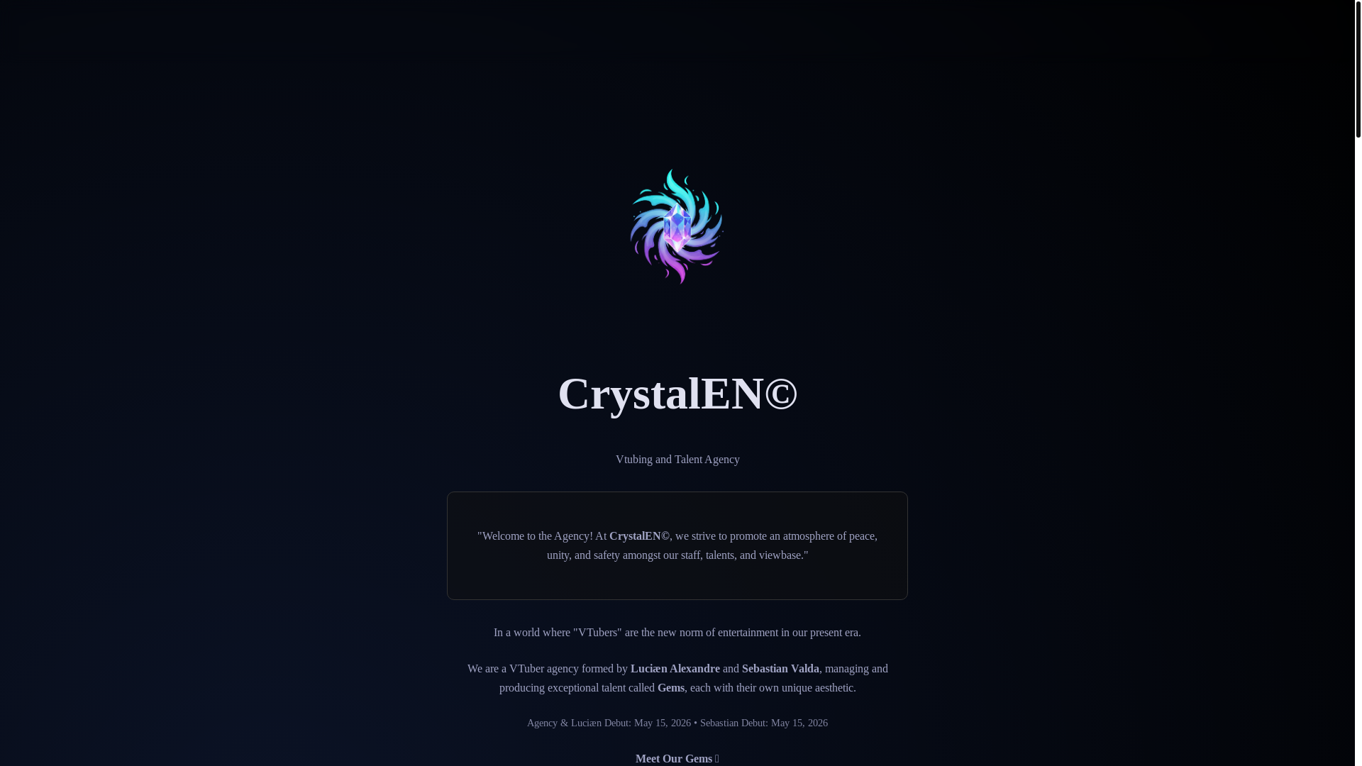 website screenshot of https://crystalenvtubingagency.org/