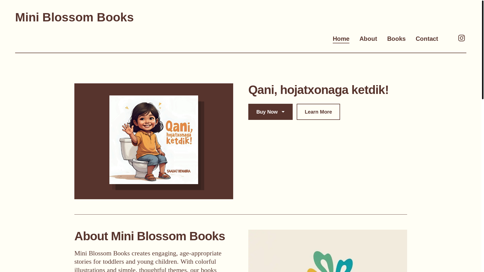 website screenshot of https://miniblossombooks.com/