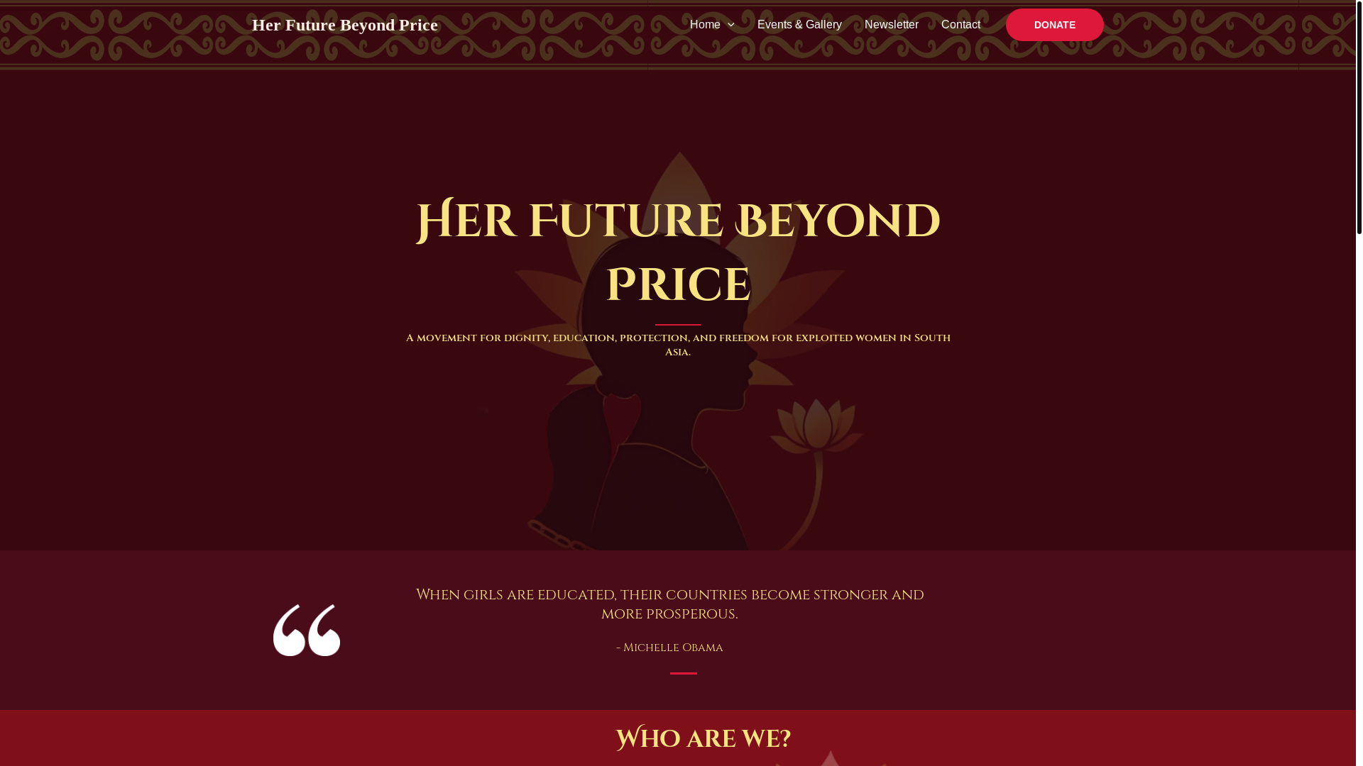 website screenshot of https://herfuturebeyondprice.org/