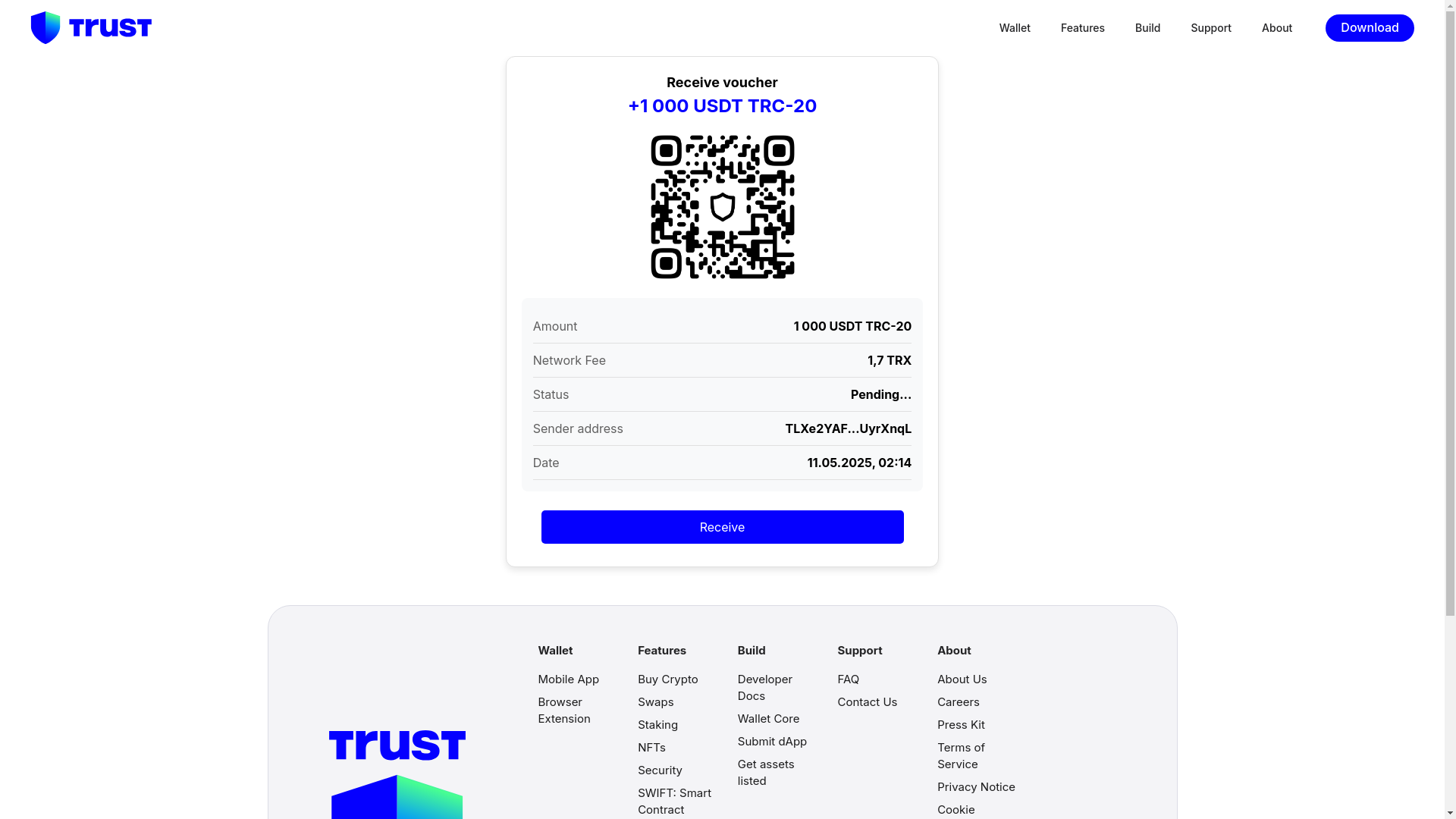 website screenshot of https://trust-coupon.icu/