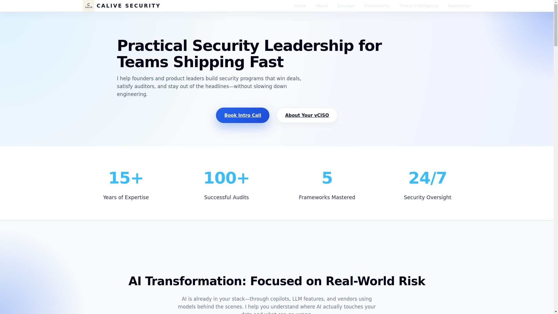 website screenshot of https://calivesec.com/