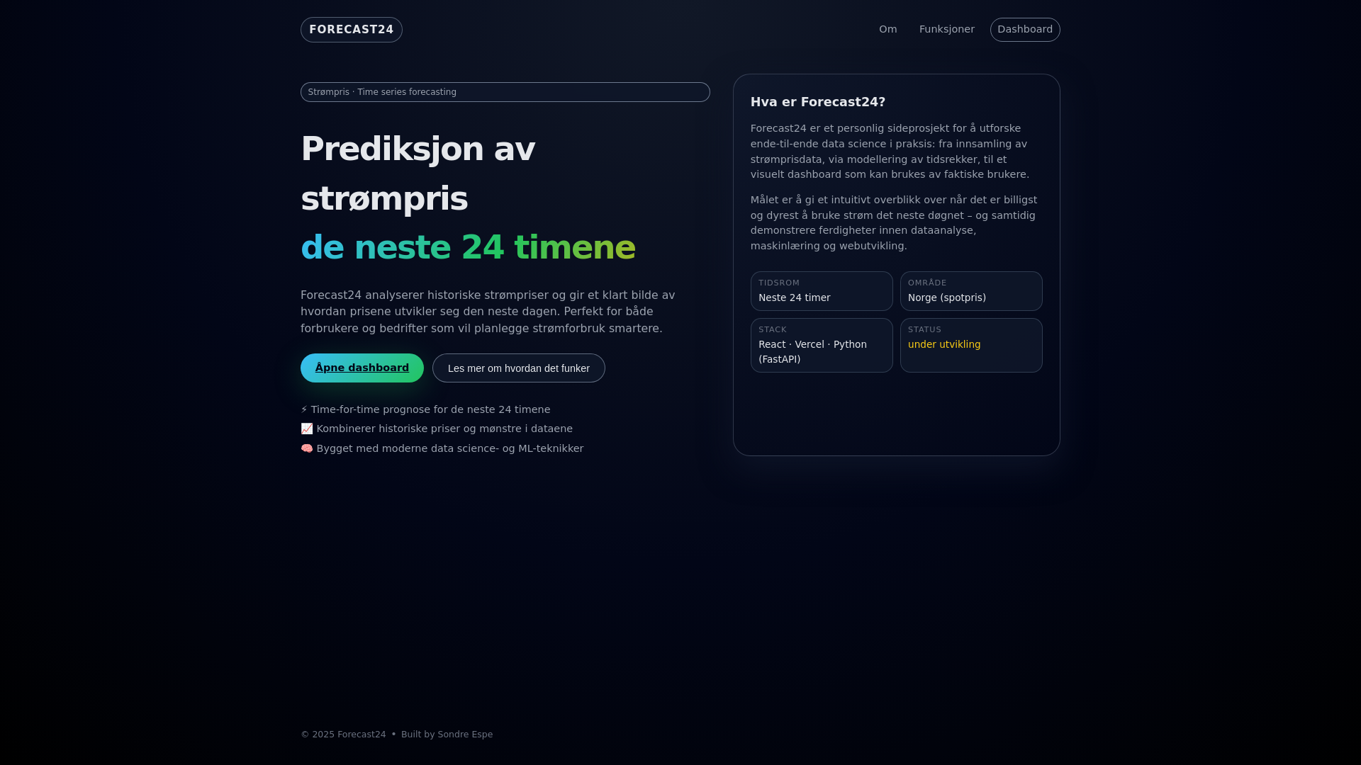 website screenshot of https://forecast24.no/