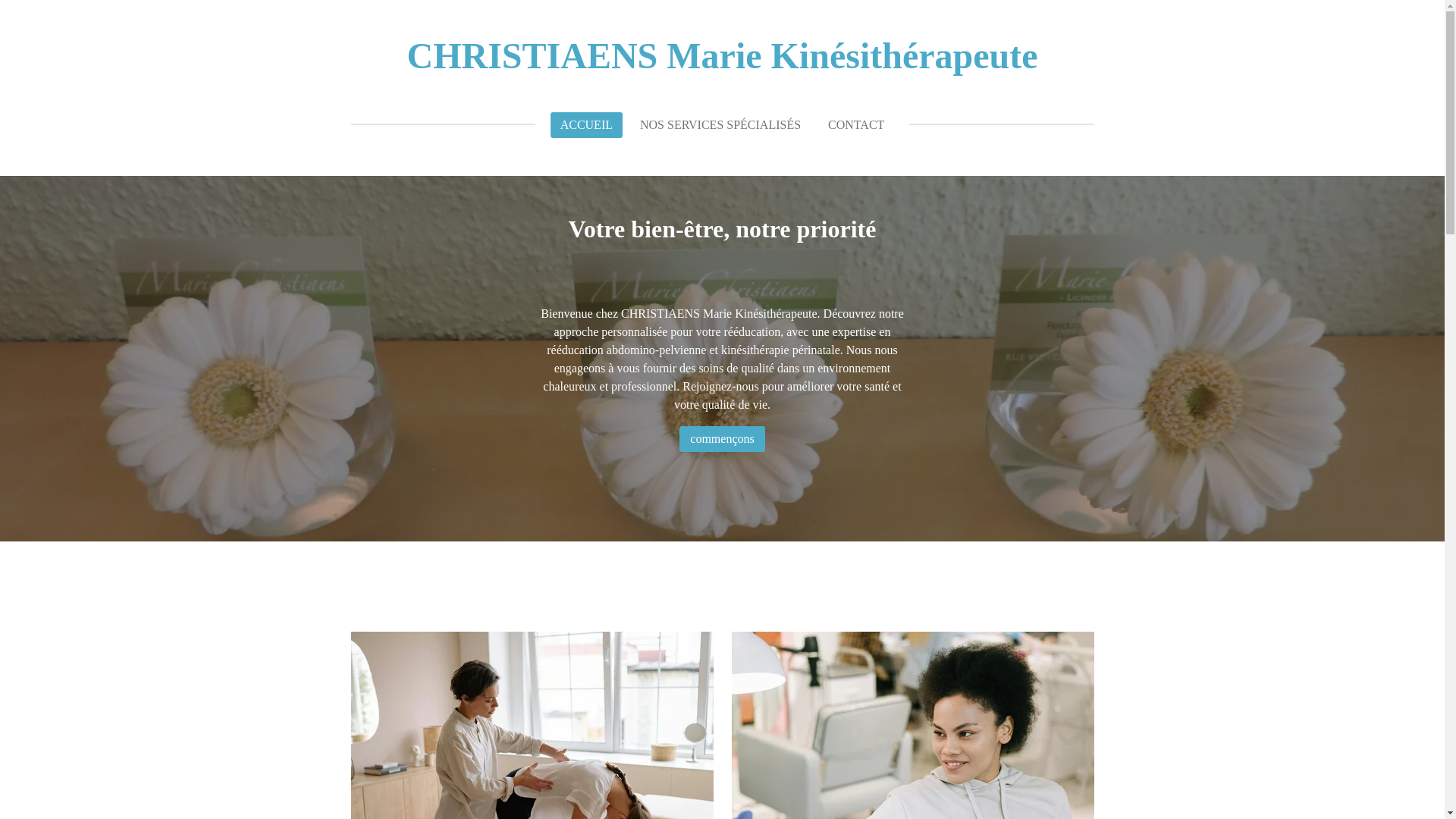 website screenshot of https://christiaens-marie-kinesitherapeute.be/