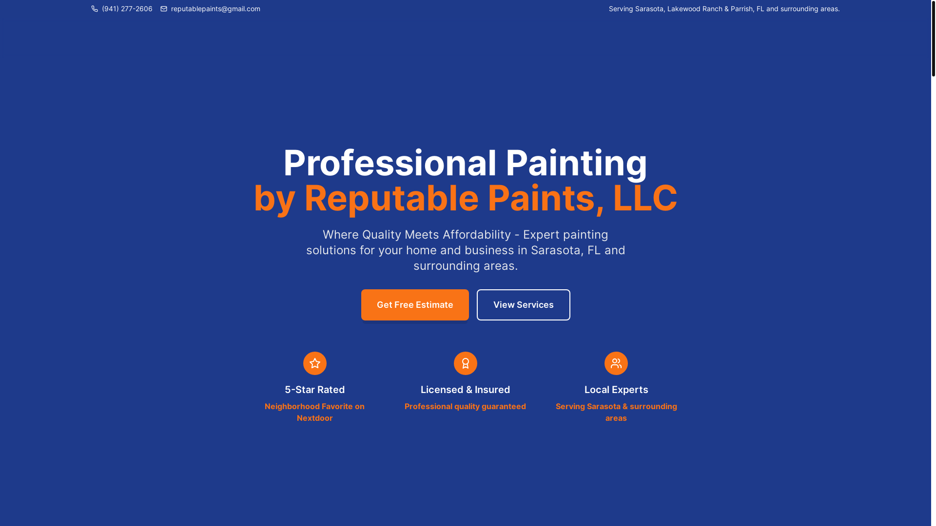 website screenshot of https://reputablepaints.com/