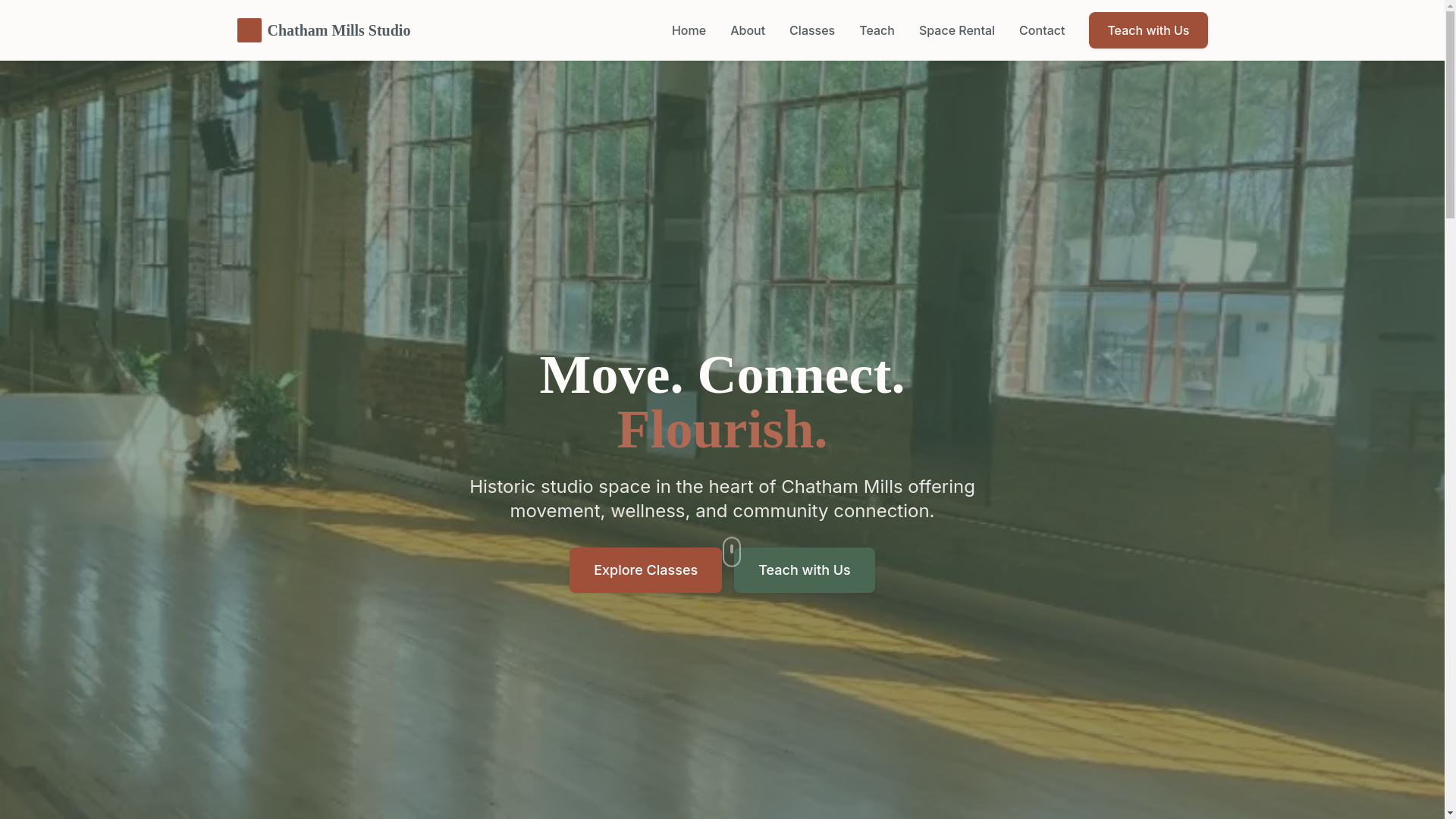 website screenshot of https://chathammills.studio/