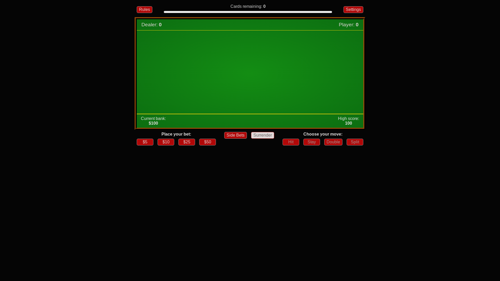 website screenshot of https://blackjack-browser-game.pages.dev/