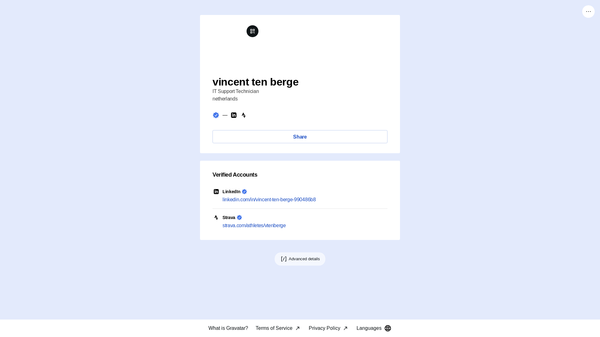 website screenshot of https://vincenttenberge.link/