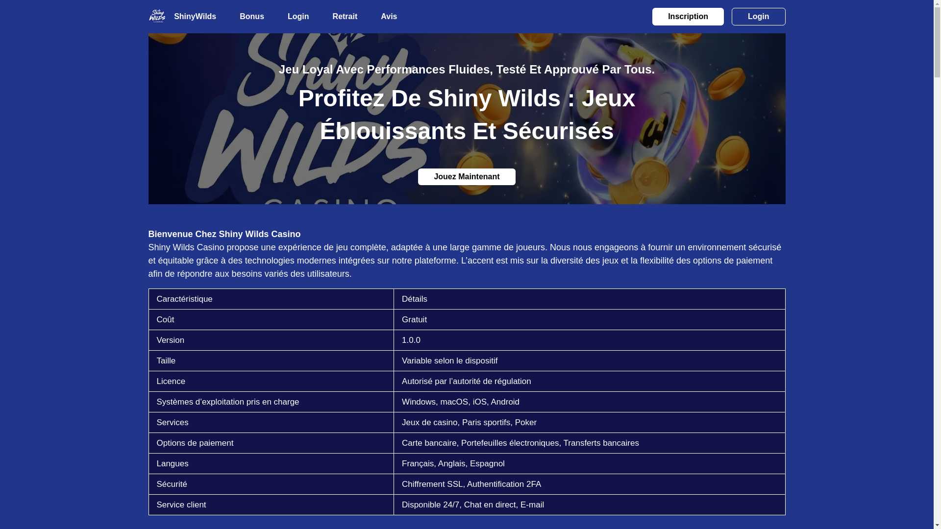 website screenshot of https://casinoshinywilds-com.pages.dev/