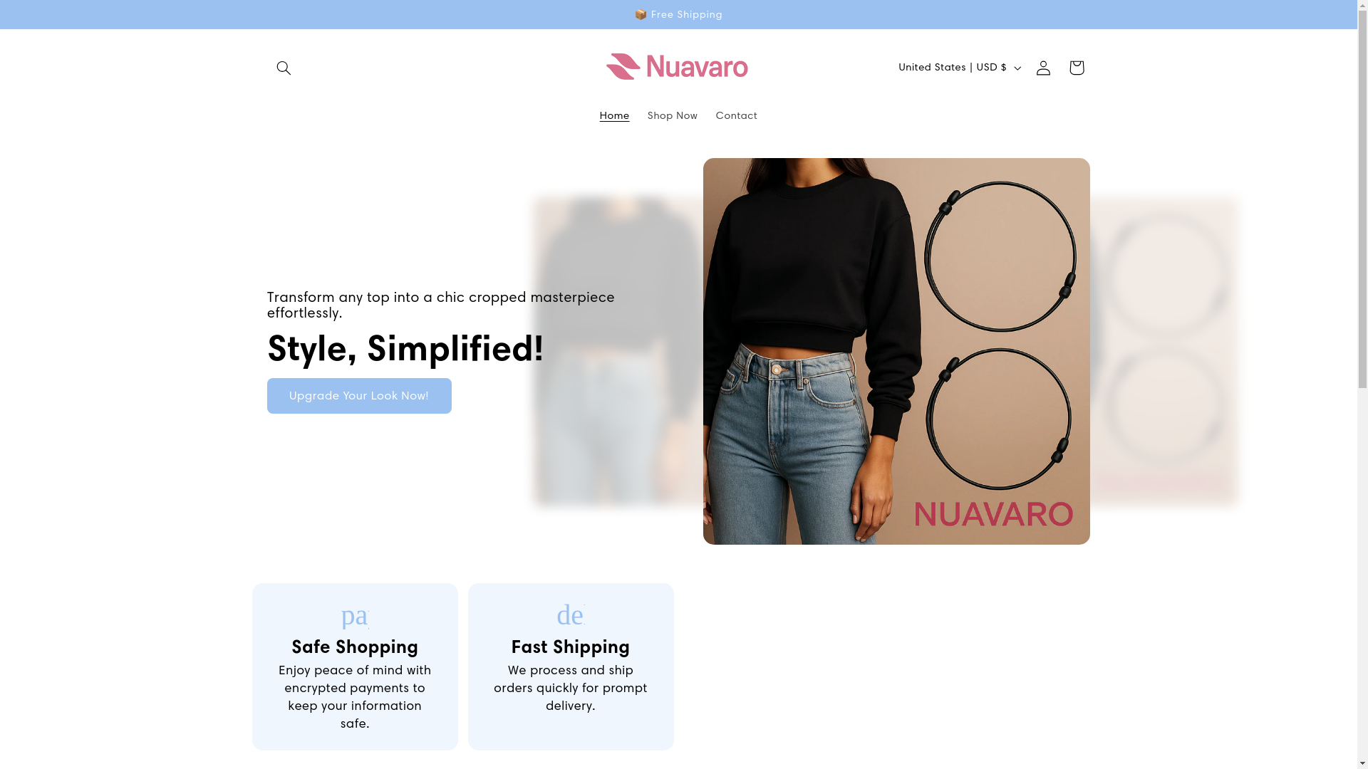 website screenshot of https://shopnuavaro.com/